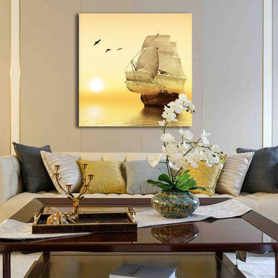 Sailboat In The Ocean Canvas Wall Art Living Room