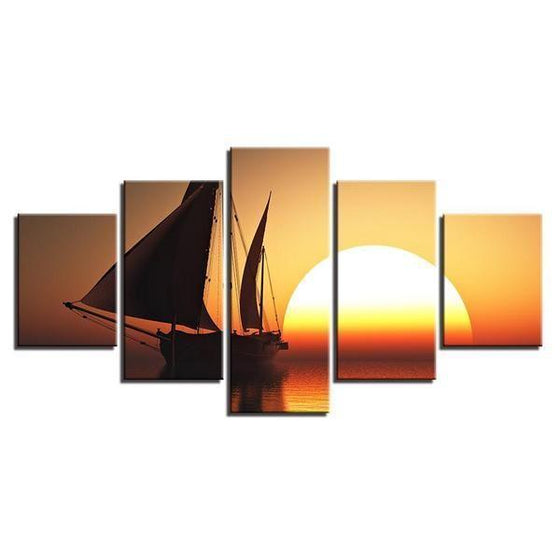 Sailboat Sunset Scenery Canvas Wall Art