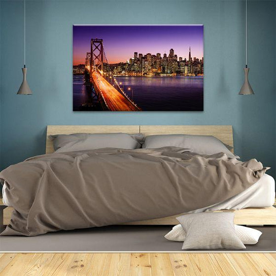 San Francisco Sunset View Canvas Wall Art Bedroom