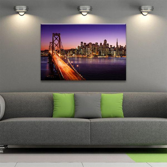 San Francisco Sunset View Canvas Wall Art Living Room
