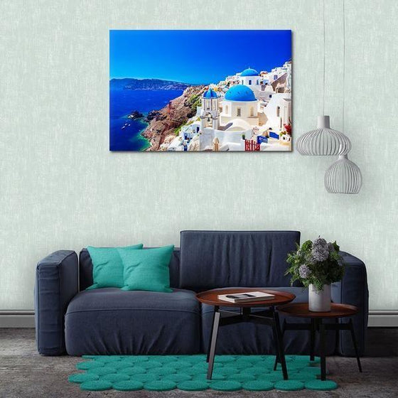 Santorini Greece View Wall Art Living Room