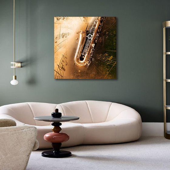 Saxophone Music Notes Canvas Wall Art Bedroom