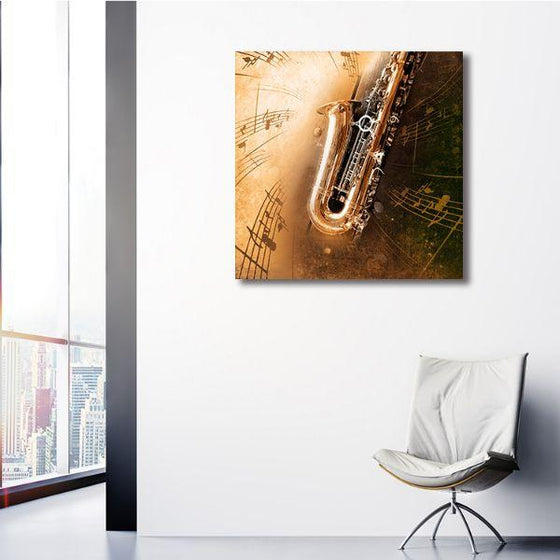 Saxophone Music Notes Canvas Wall Art Decor