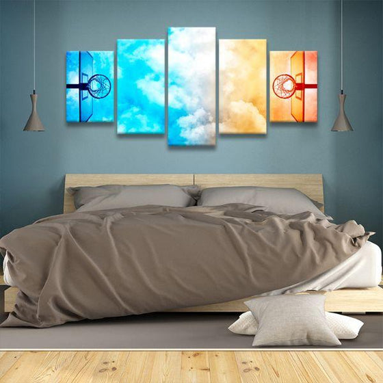 Scenic Basketball Rings Canvas Wall Art Bedroom