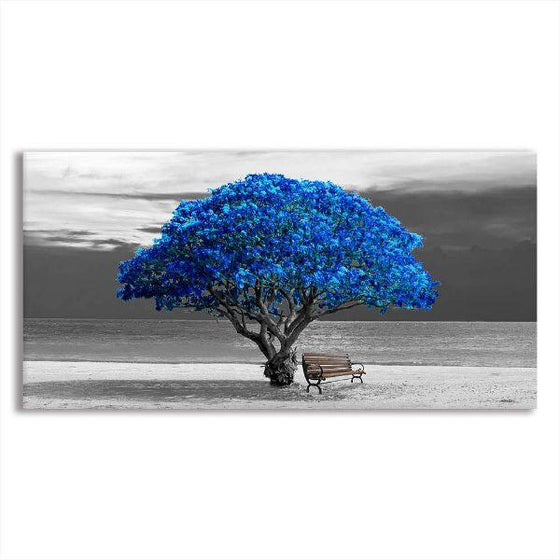 Scenic Big Blue Tree Canvas Wall Art