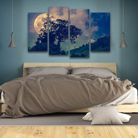 Scenic Big Full Moon View Canvas Wall Art Bedroom