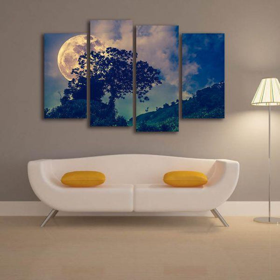 Scenic Big Full Moon View Canvas Wall Art Living Room
