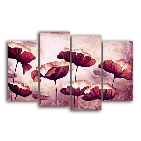 Scenic Blooms 4 Panels Canvas Wall Art