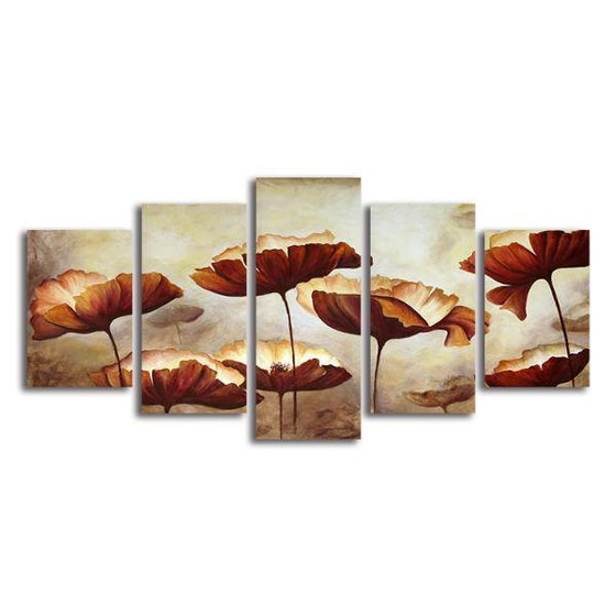 Scenic Blooms 5 Panels Canvas Wall Art