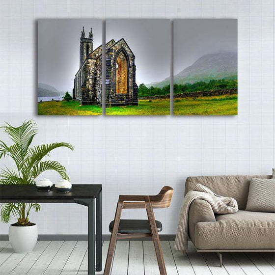 Scenic Dunlewey Church Ruins Canvas Wall Art Set