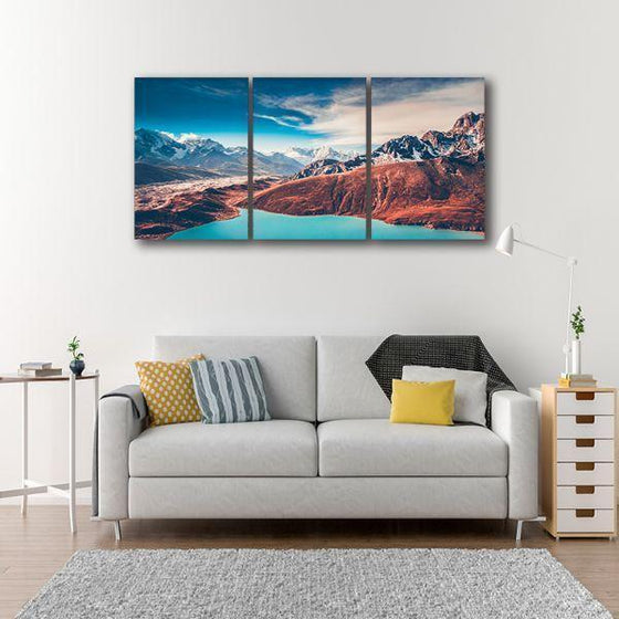 Scenic Himalayan View 3 Panels Canvas Wall Art Print