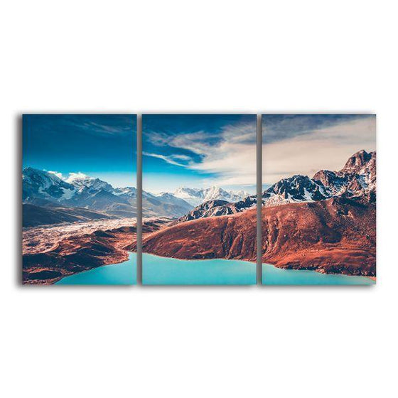 Scenic Himalayan View 3 Panels Canvas Wall Art