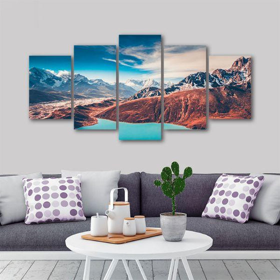 Scenic Himalayan View 5 Panels Canvas Wall Art Living Room