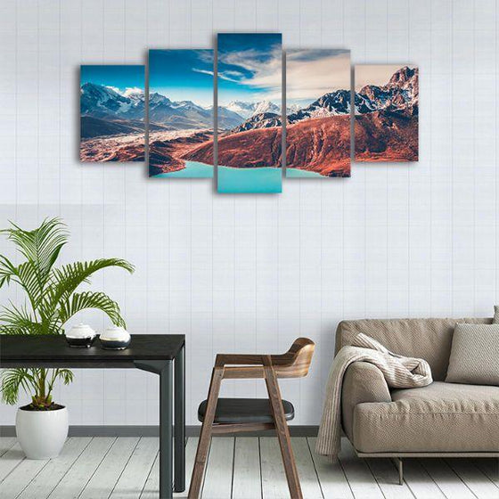 Scenic Himalayan View 5 Panels Canvas Wall Art Print