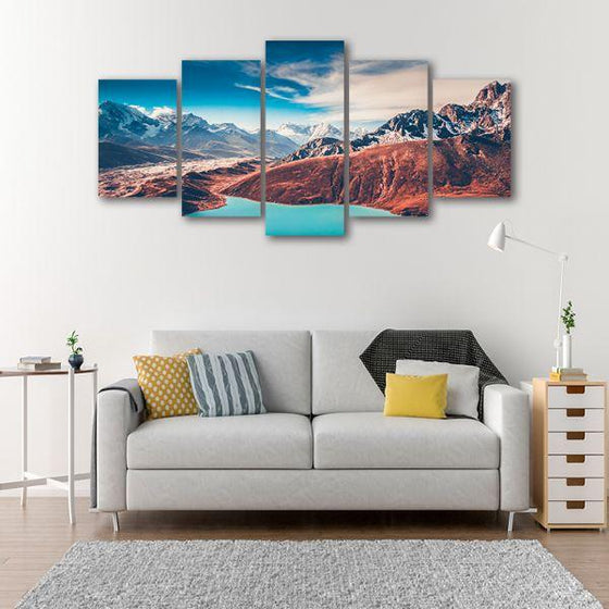Scenic Himalayan View 5 Panels Canvas Wall Art Set