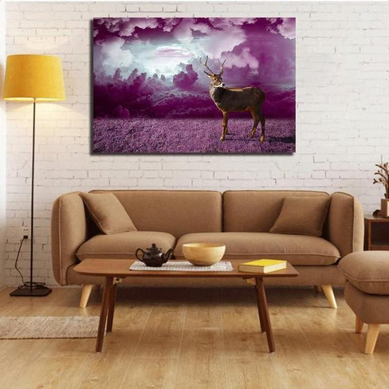Scenic Landscape & Wild Deer Canvas Wall Art Living Room