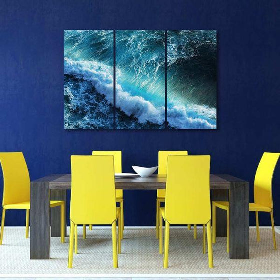 Scenic Ocean Waves 3 Panels Canvas Wall Art Dining Room