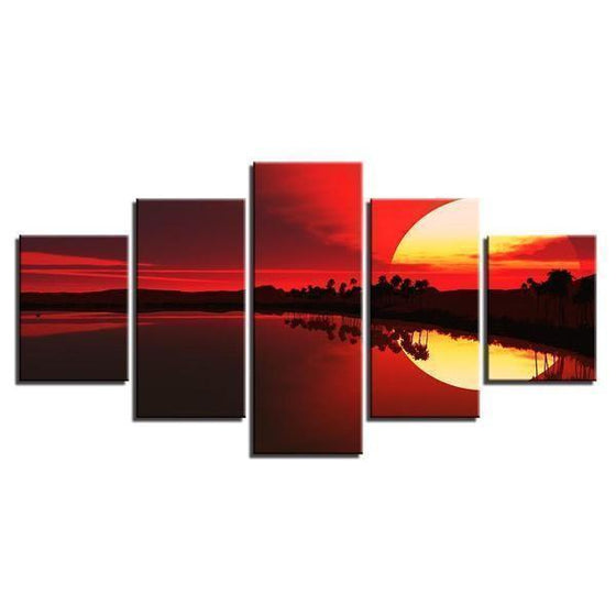 Scenic Red Sunset Canvas Wall Art