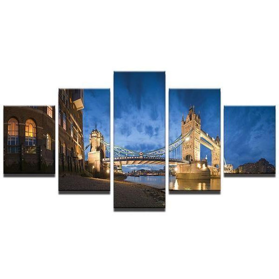Scenic View Of London Tower Bridge Canvas Wall Art