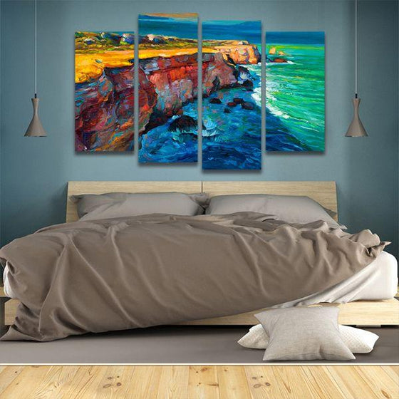 Sea Coast And Cliffs 4 Panels Canvas Wall Art Bedroom