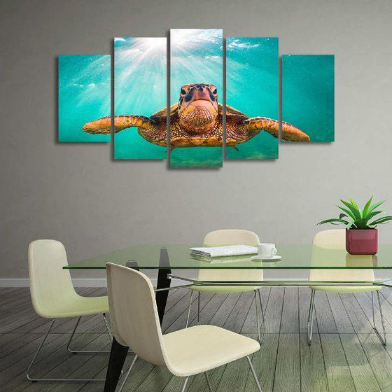 Sea Turtle's Aquatic Life 5 Panels Canvas Wall Art Office