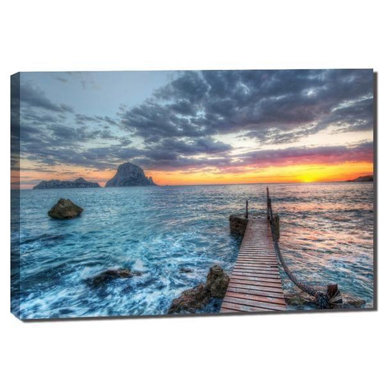 Sea Waves And Sunset Wall Art Canvas