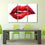 Sexy Biting Red Lips 3 Panels Canvas Wall Art Dining Area