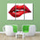 Sexy Biting Red Lips 3 Panels Canvas Wall Art Living Room