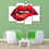 Sexy Biting Red Lips 4 Panels Canvas Wall Art Living Room