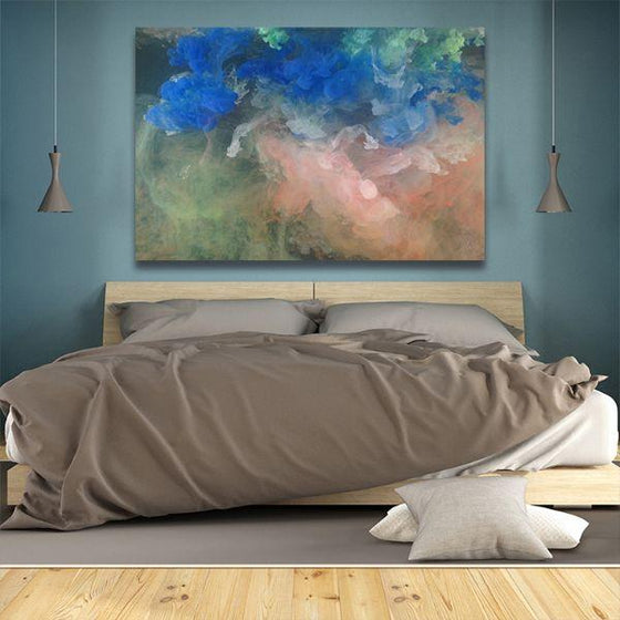 Shades Of Pink & Blue Abstract Canvas Wall Art Bedroom