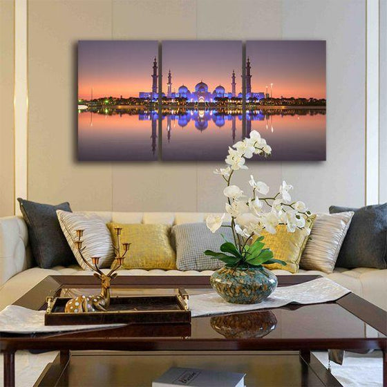 Sheikh Zayed Mosque 3 Panels Canvas Wall Art Living Room