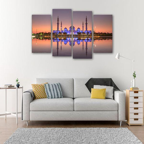 Sheikh Zayed Mosque 4 Panels Canvas Wall Art Living Room