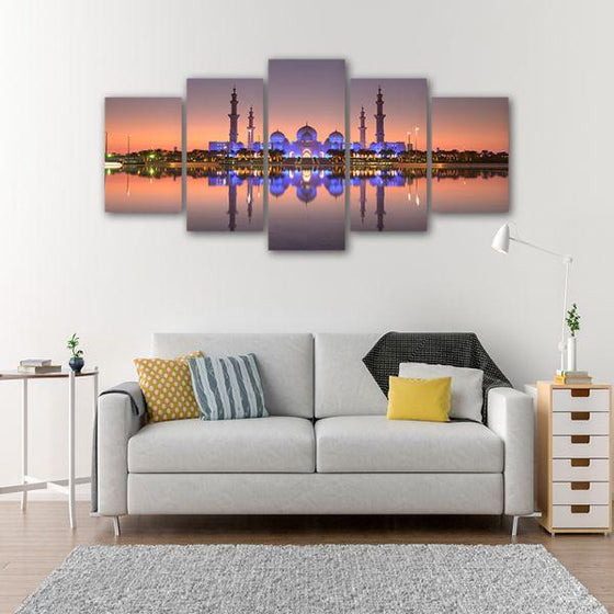 Sheikh Zayed Mosque 5 Panels Canvas Wall Art Living Room