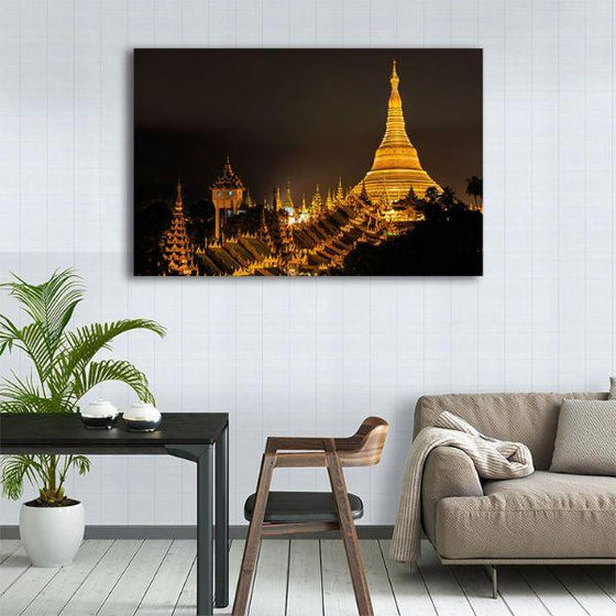 Shwedagon Pagoda Night View Canvas Wall Art Decor