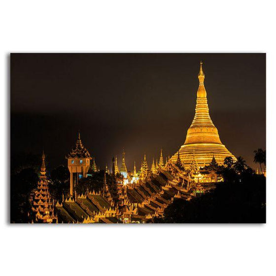 Shwedagon Pagoda Night View Canvas Wall Art