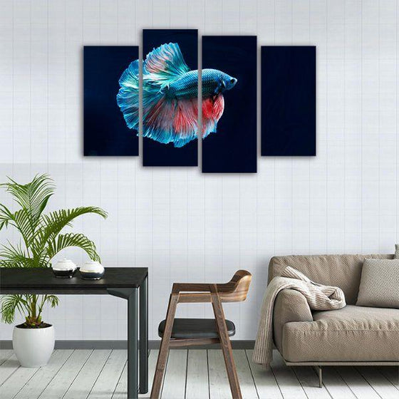 Siamese Fighting Fish 4 Panels Canvas Wall Art Dining Room