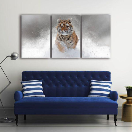 Siberian Tiger 3 Panels Canvas Wall Art Living Room