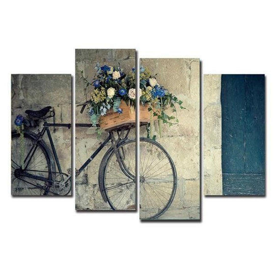 Flowers In A Bike Basket Canvas Wall Art