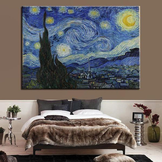 Single Panel Starry Night Wall Art Bedroom
