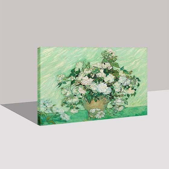 Single Panel White Roses Van Gogh Wall Art Print