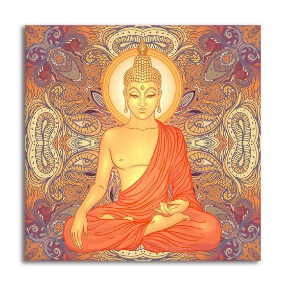 Sitting Buddha & Mandala Canvas Wall Art