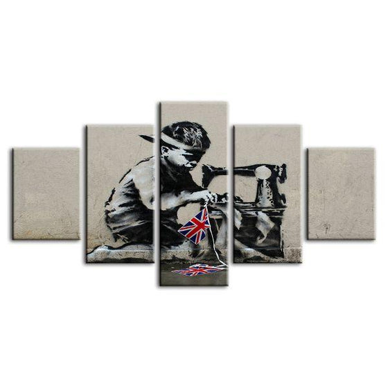 Slave Labour By Banksy 5 Panels Canvas Wall Art