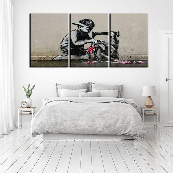 Slave Labour By Banksy 3 Panels Canvas Wall Art Set