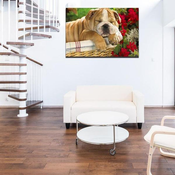 Sleeping French Bulldog Canvas Wall Art Living Room