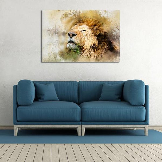 Sleeping Lion Head Canvas Wall Art Living Room