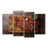 Sliced Grilled Meat Steak 4 Panels Canvas Wall Art