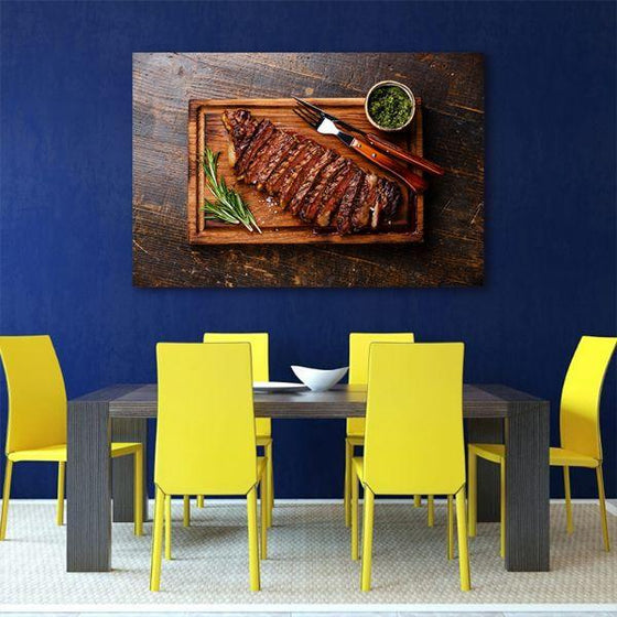 Sliced Grilled Meat Steak Canvas Wall Art Dining Room