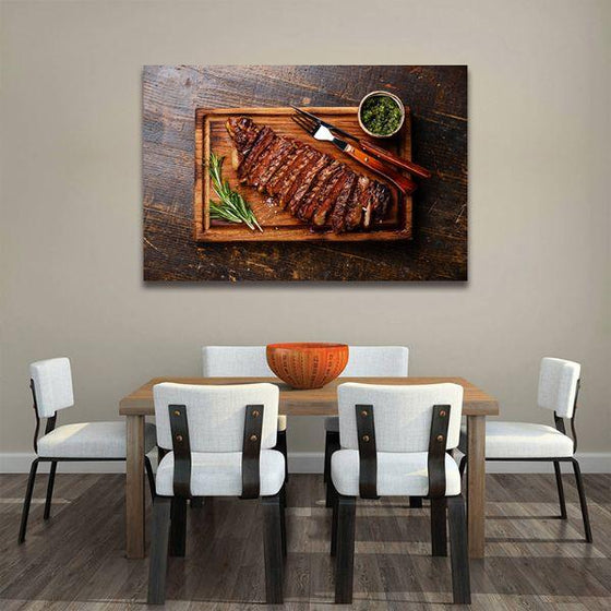 Sliced Grilled Meat Steak Canvas Wall Art Kitchen
