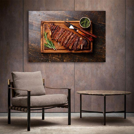 Sliced Grilled Meat Steak Canvas Wall Art Office