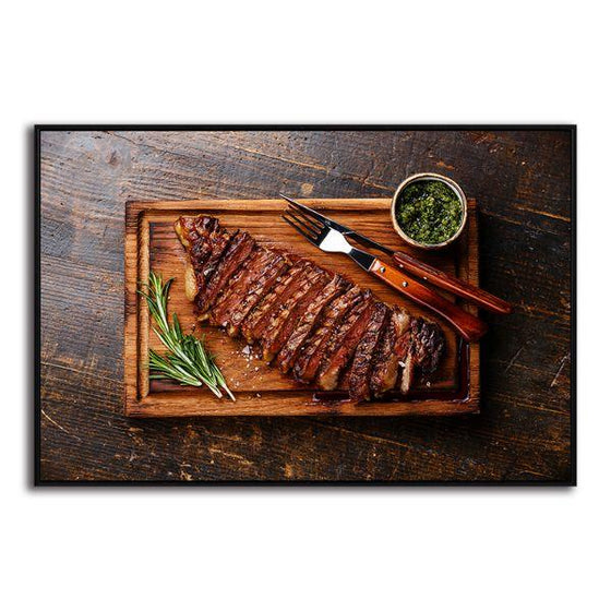 Sliced Grilled Meat Steak Canvas Wall Art Print